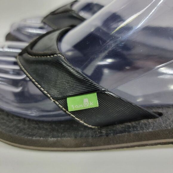 Sanuk Youth 2-3 Root Beer Cozy Flip Flop Sandals Black Casual Flats SBS2914 - Picture 2 of 8